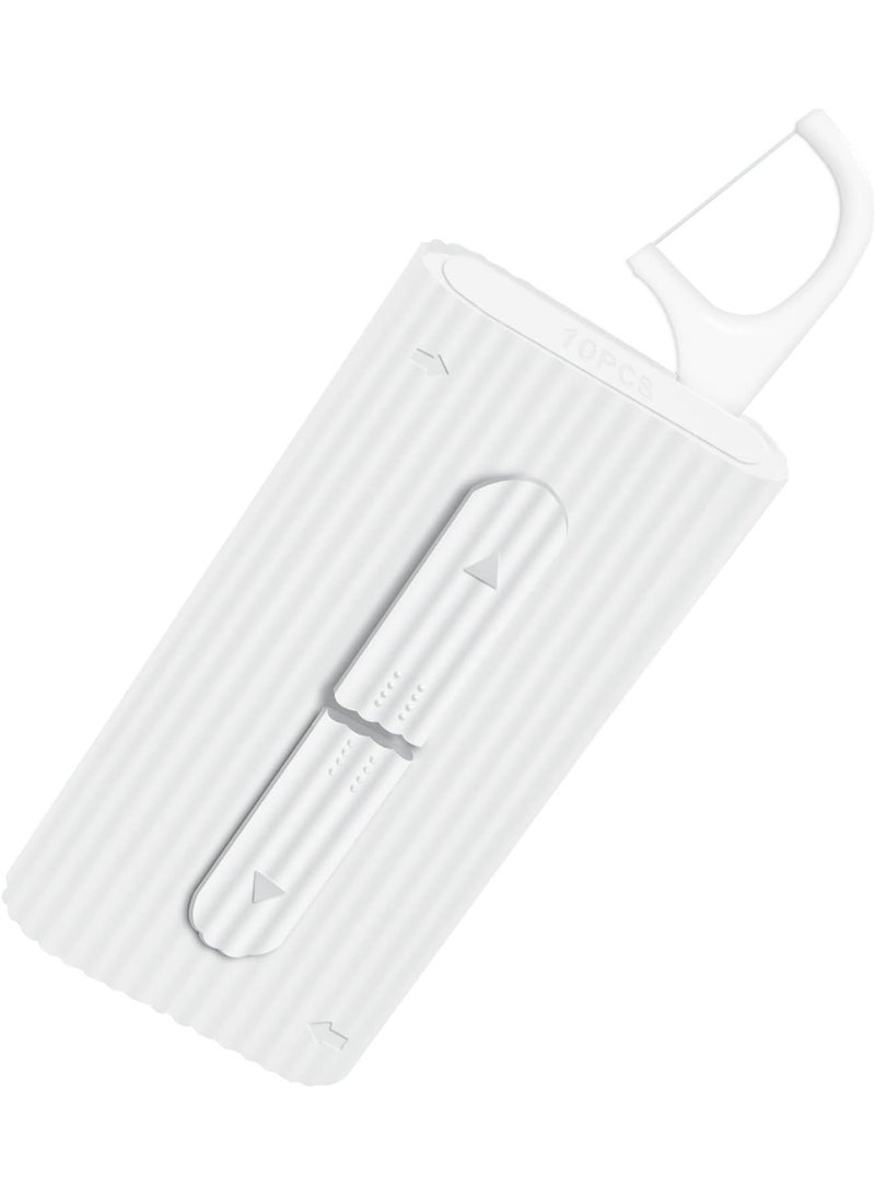 White Dental Floss Portable Case, Storage 10 Picks Adult Floss in Box. The Best Tool for Cleaning Teeth and Oral Care. Portable Travel Floss is Perfect for Dinners,Dating,Travel,Hotels.(White) - Image 1